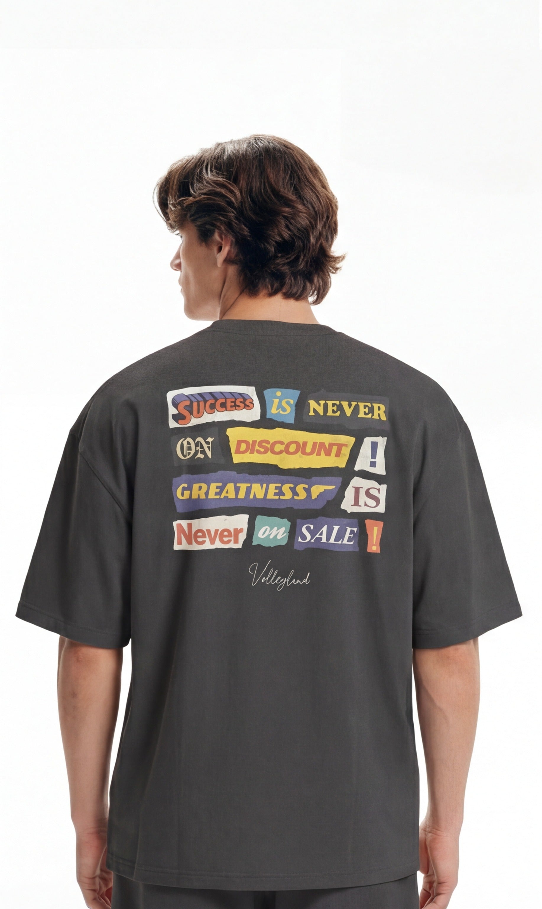 success is never on discount Oversized faded t-shirt