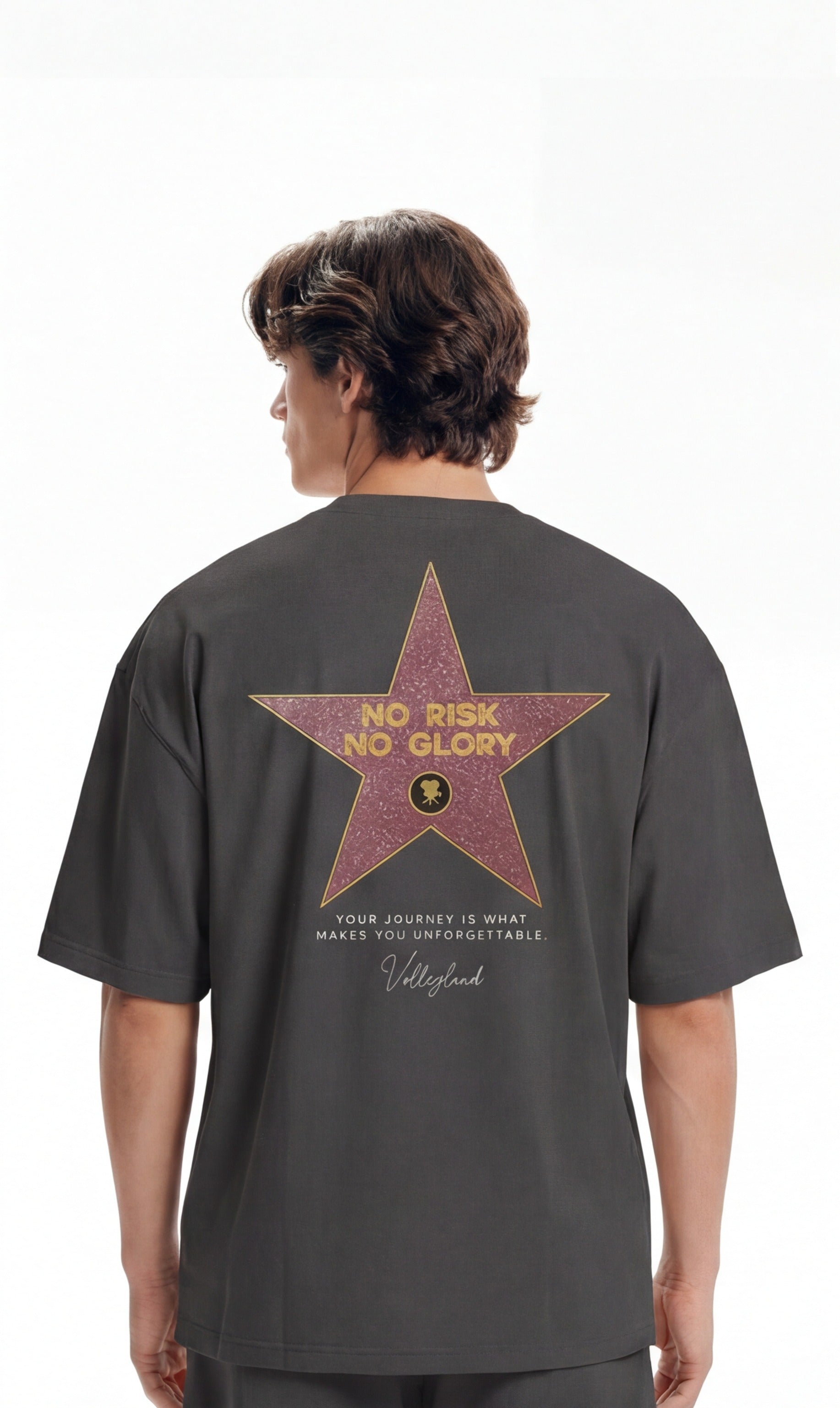 no risk no glory Oversized faded t-shirt