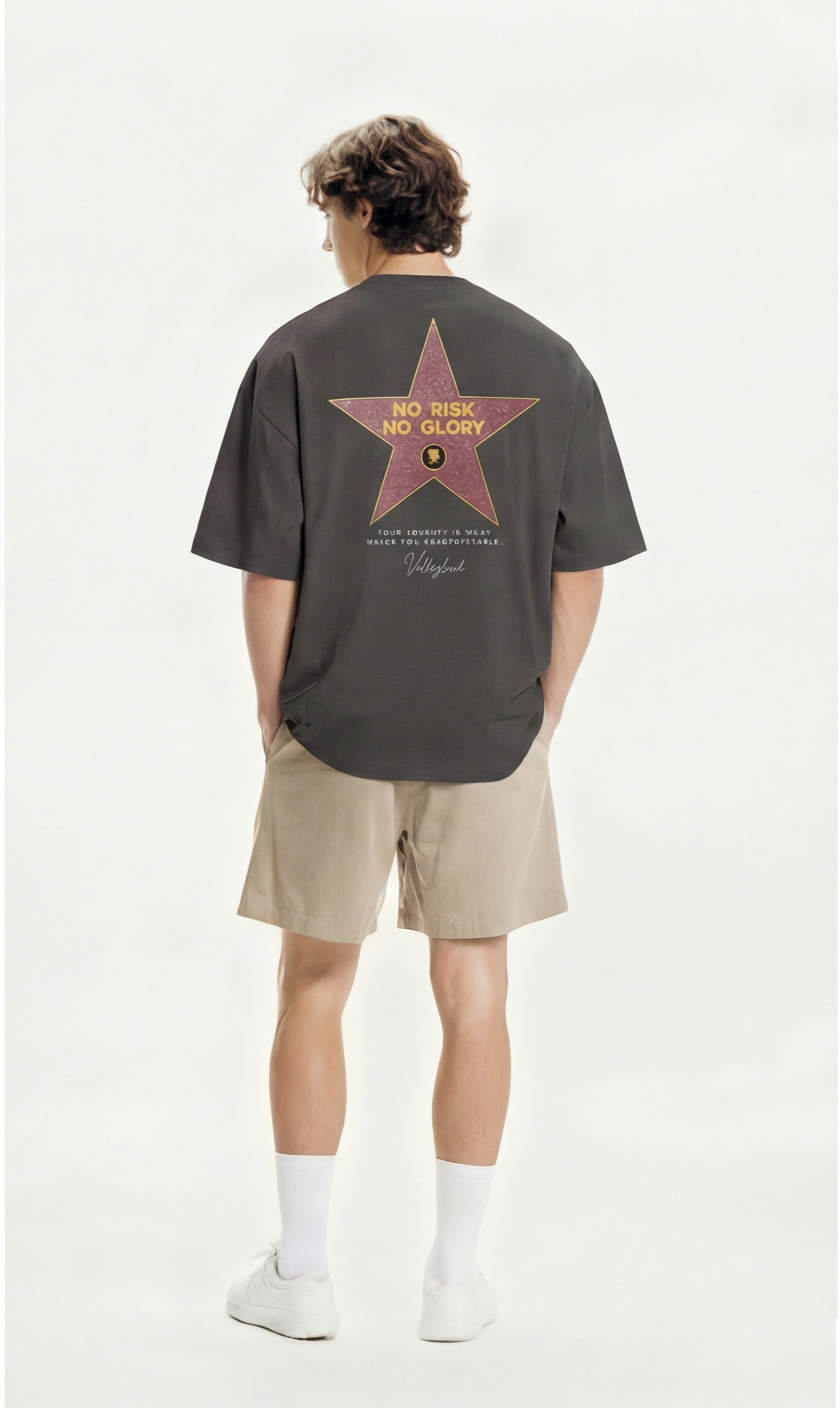 no risk no glory Oversized faded t-shirt